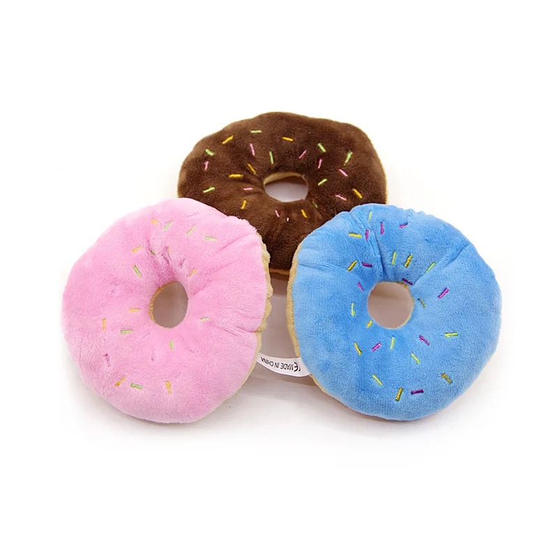 New Interesting and Cute Plush Donut Bread Toy Plush Toy Cream Donut Pet Sounding Dog Toy