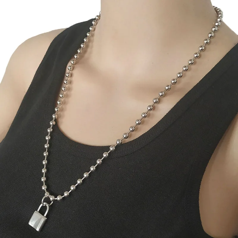 Мужские Базовые цепи из нержавеющей стали круглое ожерелье унисекс с бусинами и