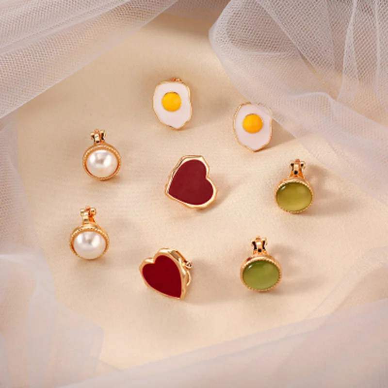 Серьги-клипсы Женские Геометрические золотистые 5 шт. | Украшения и аксессуары