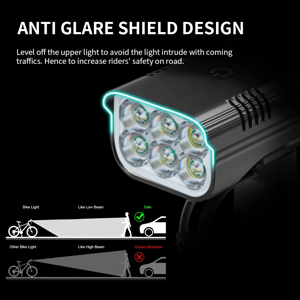 HKX8 Bike Light 10000-1200mAh High Lumens Led Bicycle Flashlight USB Rechargeable Front Headlight for Cycling Road MTB LED Light