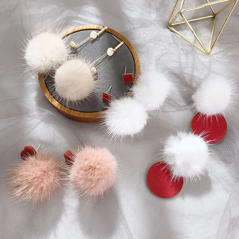 2020 новые модные милые корейские длинные серьги с кисточками пушистые бежевые