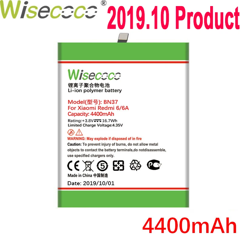 WISECOCO 4400 мАч BN37 батарея для Xiaomi Redmi 6 6A мобильный телефон новейшее производство высокое качество батарея+ номер отслеживания