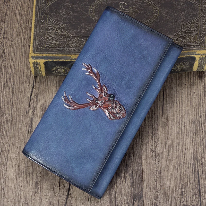 Женские кошельки ручной работы женские из первого слоя кожи длинные большая