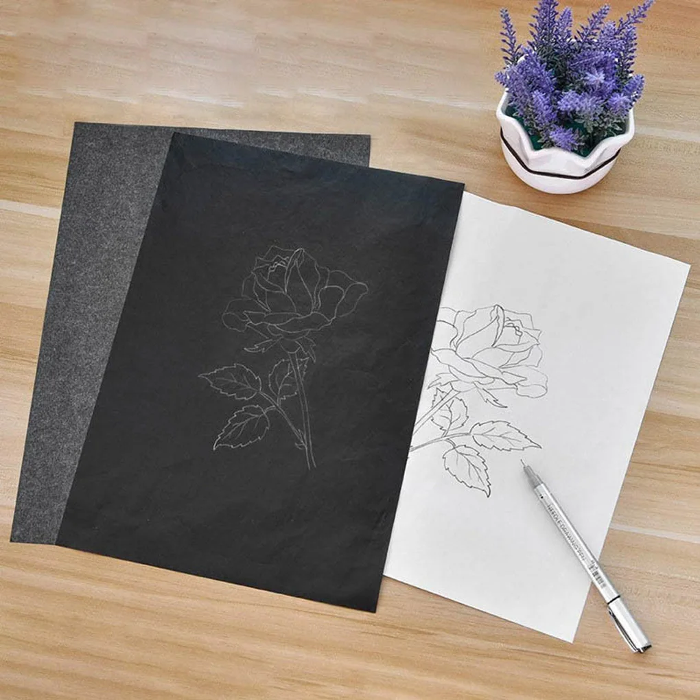 

100Pcs/Set Black A4 Copy Carbon Paper Painting Tracing Paper Graphite Painting Reusable Painting Accessories Legible Tracing