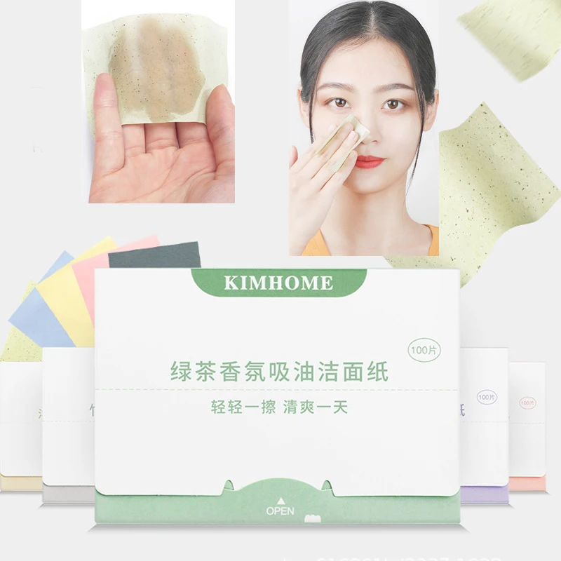 

100pcs/pack Green Tea Face Oil Blotting Paper Matting Face Wipes Face Cleanser Oil Control Tissue Papers Skin Care Cleaning Tool