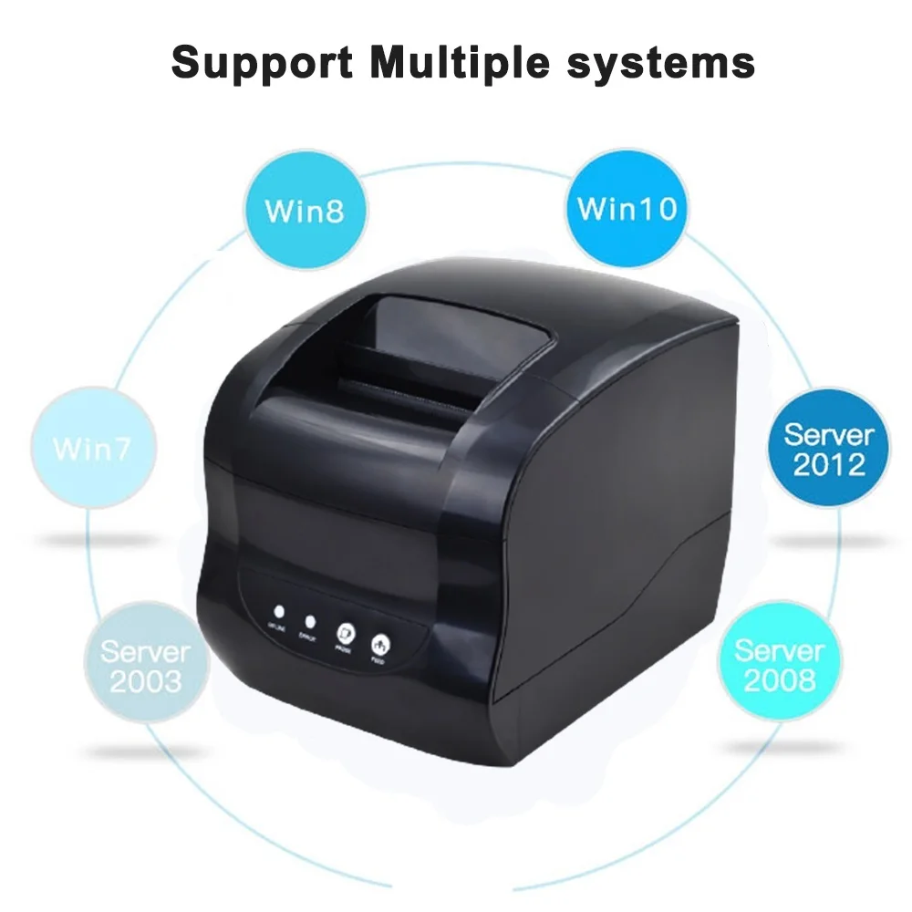 Принтер Xprinter XP 365B для наклеек чеков размер печати 20 80 мм формат QR кода термальный