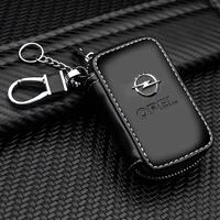 fashion car logo key case multifunction leather zipper black keychain wallet accessories for opel h corsa insignia astra antara