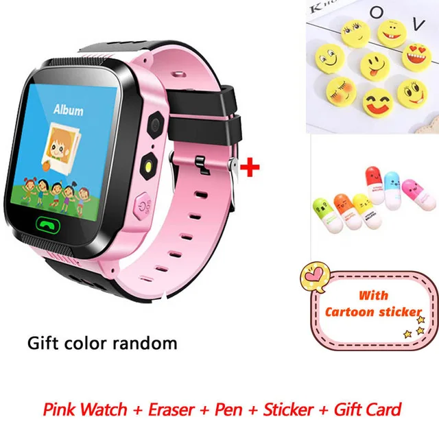 Pink with gift 2 Q02 Детские умные часы с камерой и подсветкой, Детские часы с сенсорным экраном, SOS Вызов, LBS, отслеживание местоположения, Детские умные часы - Цвет: Pink with gift 2