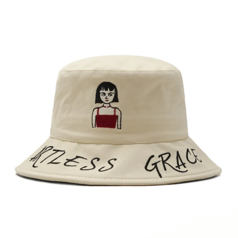 Sun Visor Straw Hat Female Bell Basin Autumn Ins Bucket Beret Cute Cartoon Lady Fisherman | Аксессуары для одежды