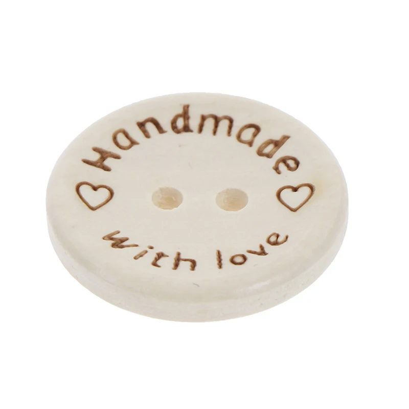 50 шт. ручной работы с любовью деревянные круглые пуговицы 2 отверстиями 3 размера