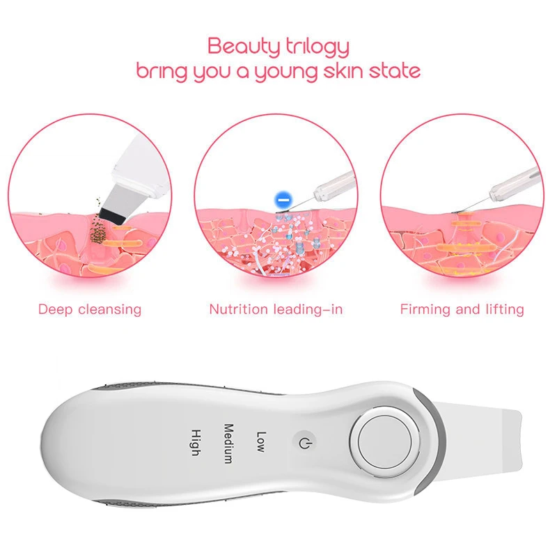 

Facial Ultrasonic Skin Scrubber Electric Peeling Shovel Pore Cleaner Blackhead Remover Face Lifting Thermal Skin Care