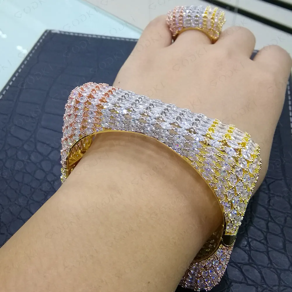 GODKI модный роскошный квадратный браслет кольцо набор украшений для женщин