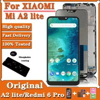 100 new tested for xiaomi mi a2 lite 5 84 lcd display touch screen digitizer assembly for redmi 6 pro frame sensor pantalla