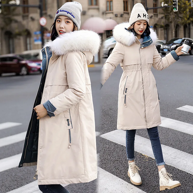 Украина-30 парка с капюшоном пуховик бархатная толстая зимняя одежда длинное