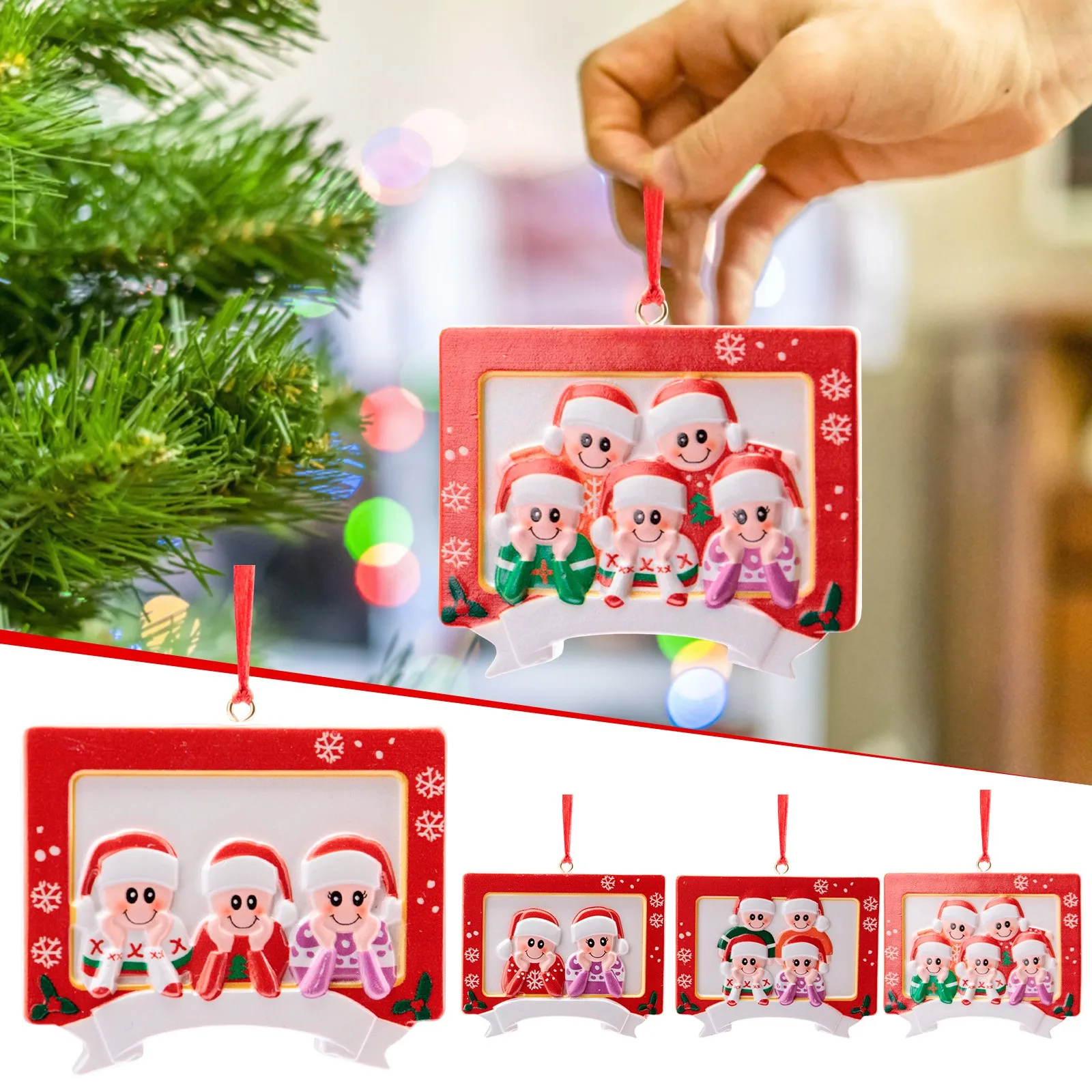 

1pc Personalized Family Christmas Tree Ornament Pendant Home Paty Decoration Reindeer Family 2-5 People Xmas Hot Selling #40