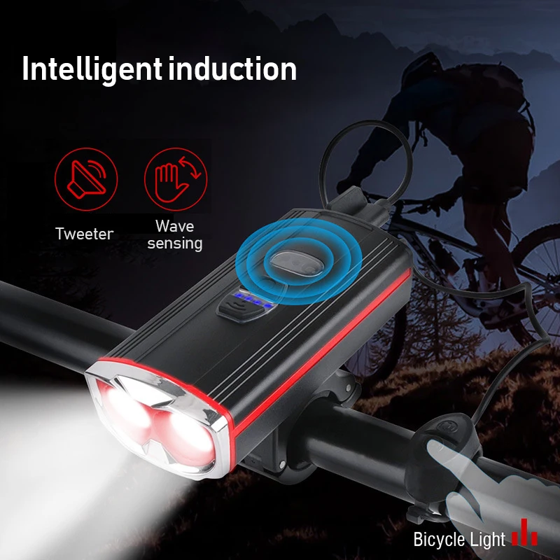 

Фары велосипедные с Индукционным управлением, передняя лампа для велосипеда, уличные фонари для верховой езды, водонепроницаемая фара с гудком и зарядкой от USB