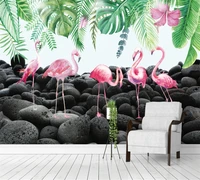 custom 3d wallpaper murals nordic wind tropical rain forest plants flamingo background wall paper mural