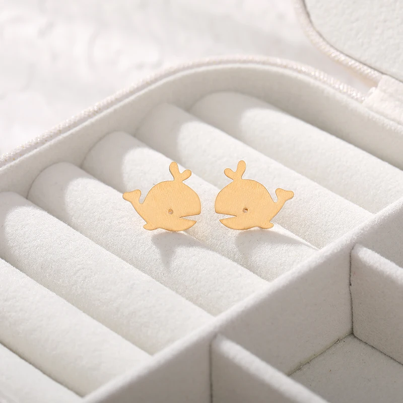 Tiny Humpback Whale Stud Earrings For Women Girl Sea Animal Jewelry Baby Stainless Steel Friendship Gifts | Украшения и