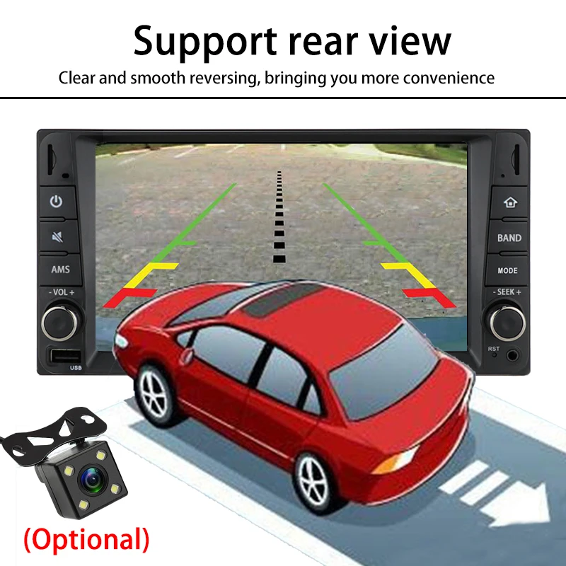 

2 Din MP5 FM Bluetooth Touch Screen 7 Inch DVD Player Android 9.0 USB Wifi IOS / Android Mirror Link Car Radio GPS hands-free