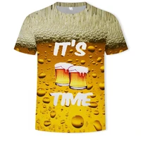 summer mens t shirt new beer beverage 3d printing round neck casual t shirt mens fashion clothing short sleeved sports top