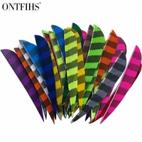 24 pcs ontfihs 3 turkey feather for arrow water drop fletching striped feathers archery hunting achery accessories