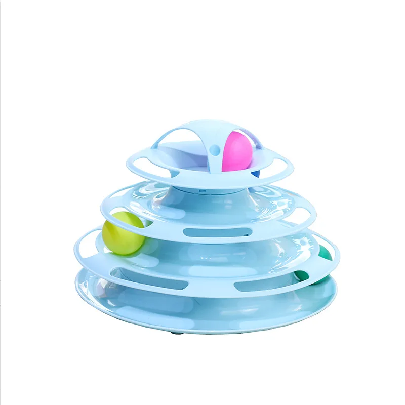 

Cat Toy Tower Kitten Three Levels Pet Tracks Disc Cat Intelligence Amusement Triple Disc Cat Toys Ball Training Amusement Plate