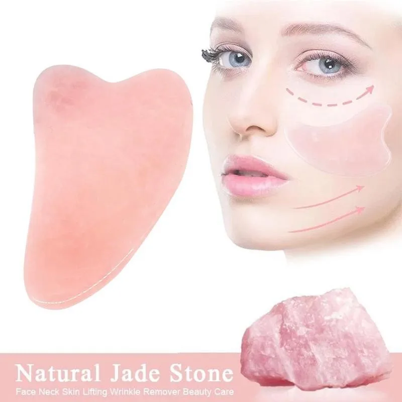 

Natural Rose Jade Gua Sha Massage Tool Scrapping Plate Meridian Rose Scrapers Massager Face Gua Quartz Sha Tools Plate M5L2