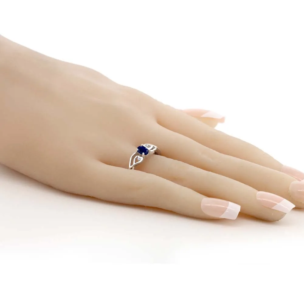 GemStoneKing 0 56 Ct синий сапфир Белый бриллиант обручальное кольцо для женщин Твердое