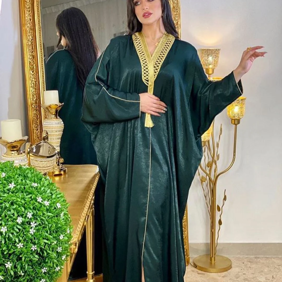 2021 Arab Dubai Turkey Bat-Sleeved Cardigan Abaya Long Muslim Women's Wear Abya Dress Islamic American Clothing Abaya Dress