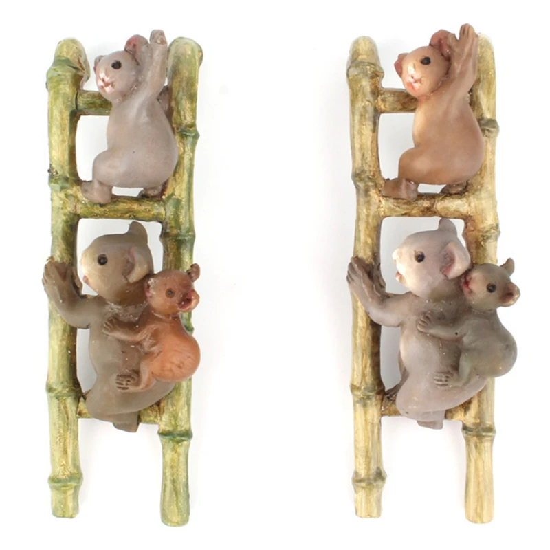 

2Pcs Creative Climbing Ladder Little Koala Statues Resin Ornament Miniature Pendant Fairy Garden Potted Plant Decoration