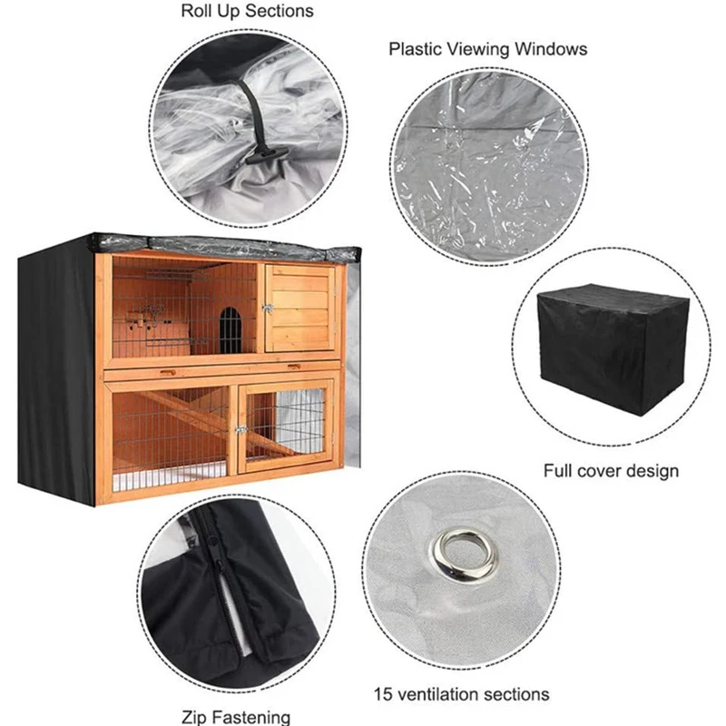 

Rabbit Hutch Cover Without Cage Pet Bunny Cage 4FT Waterproof Windproof Dustcover Outdoor