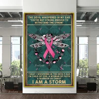 im child of god a woman of faith a warrior of christ poster breast cancer awareness home decor canvas wall art prints gift