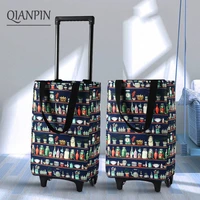 high quality shopping trolley cart bag with wheels foldable market shopping trolley folding shopping storage bag food organizer
