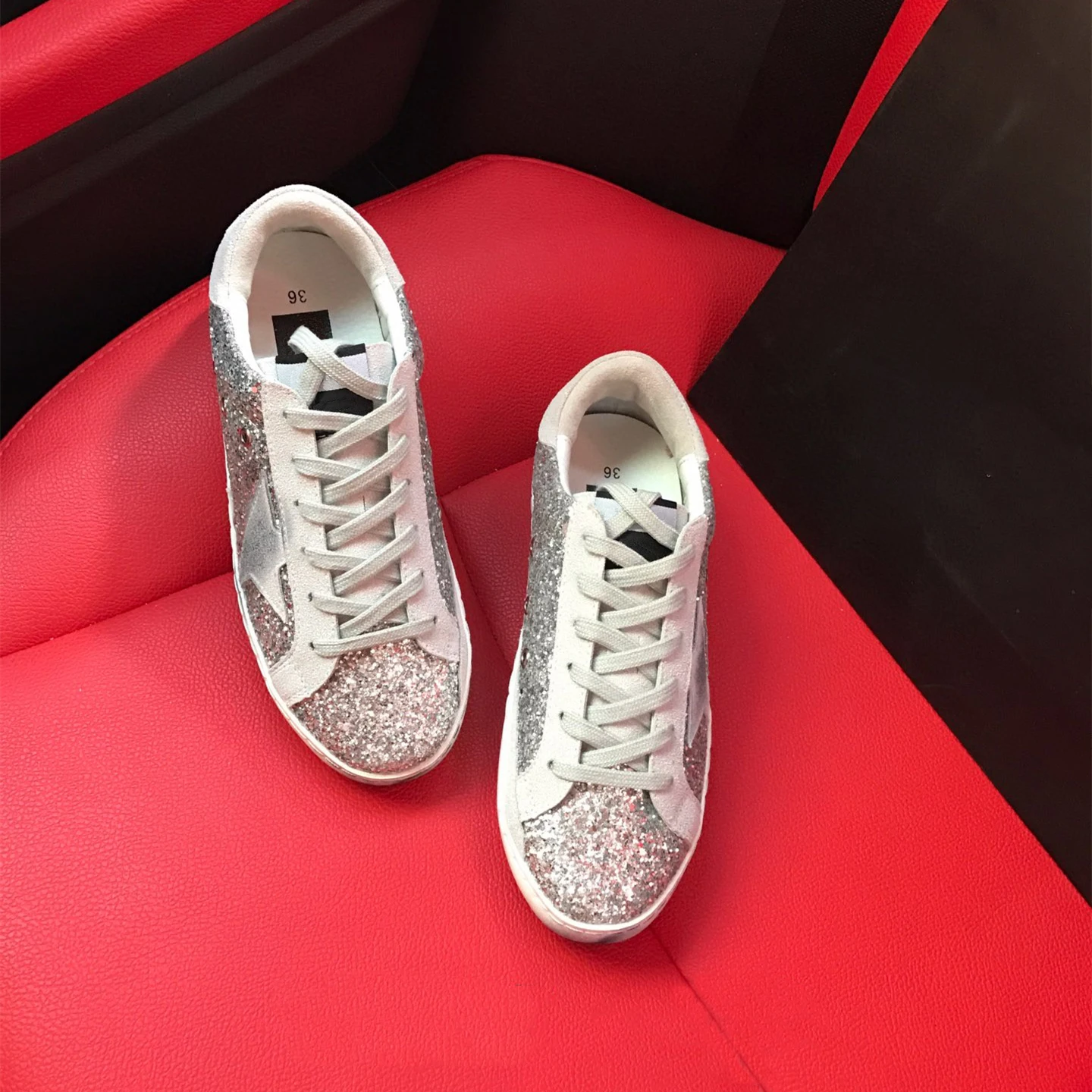 

Women Fashion Flat Dirty Shoes Designer Brand Genuine Leather Sneakers Men Luxury Casual Starry Sky Running Sports Shoes 2020