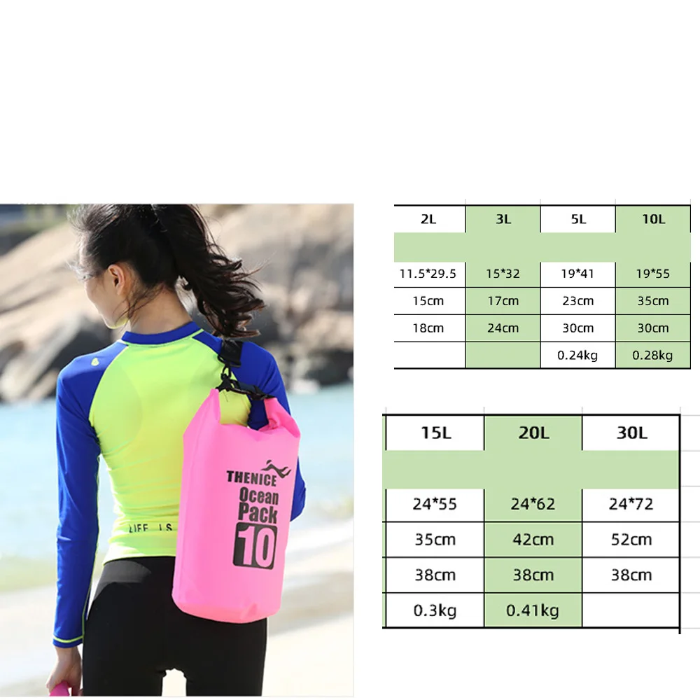 

5L 10L 15L Waterproof Dry Bag River Trekking Bag Pack Sack Swimming Rafting Storage Outdoor Floating Sailing Canoing Boating PVC