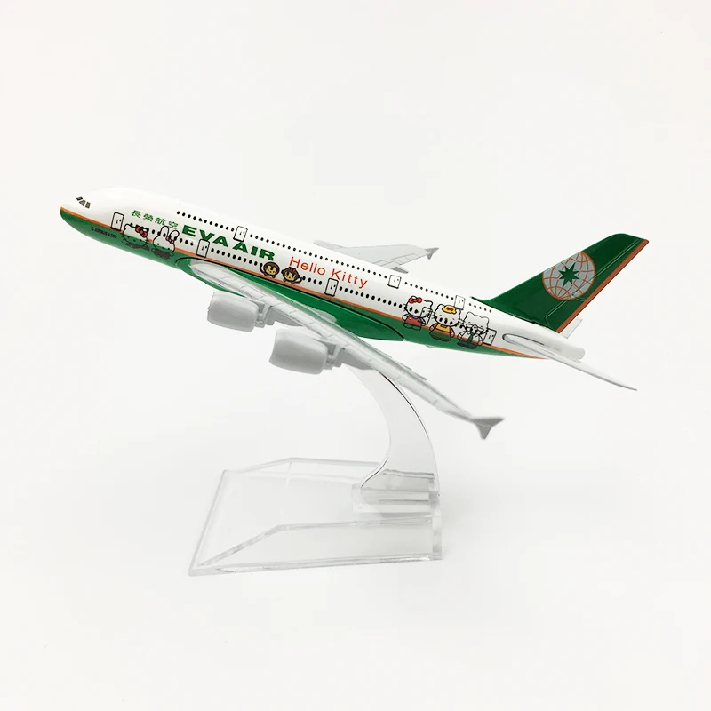16 см 1/400 масштаб EVA Air зеленый Аэробус A380 модель самолета Модель пассажирского