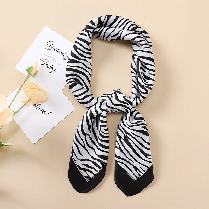 

Design Satin Chiffon Neck Square Neck Scarves Lady Foulard Bandana Shawls and Wraps Hairband Summer Neckerchief Hair Band