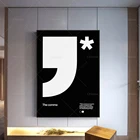 Черный плакат с принтом Comma, минималистичный современный дизайн, Helvetica, Sans Serif, настенная Картина на холсте с изображением шрифтов, домашний декор