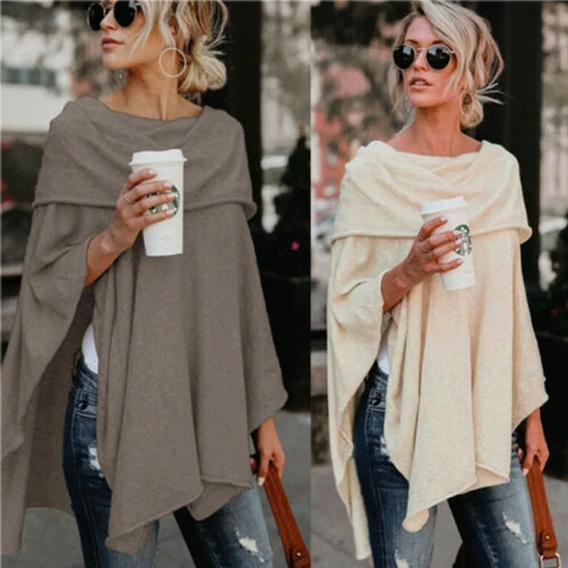 Женский вязаный с открытыми плечами свитер рукавом летучая мышь свободный