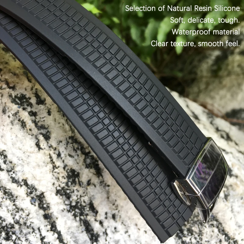 21mm Curved End Metal pins Rubber Silicone Watch Band Fit For Patek PP Philippe AQUANAUT 5167A Black Brown Green Blue Soft Strap