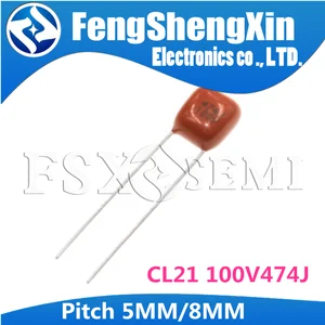 10 шт. CL21 100V474J 0,47 мкФ 5% шаг 5 мм 8 мм 474 НФ 100 в CBB полипропиленовый пленочный конденсатор