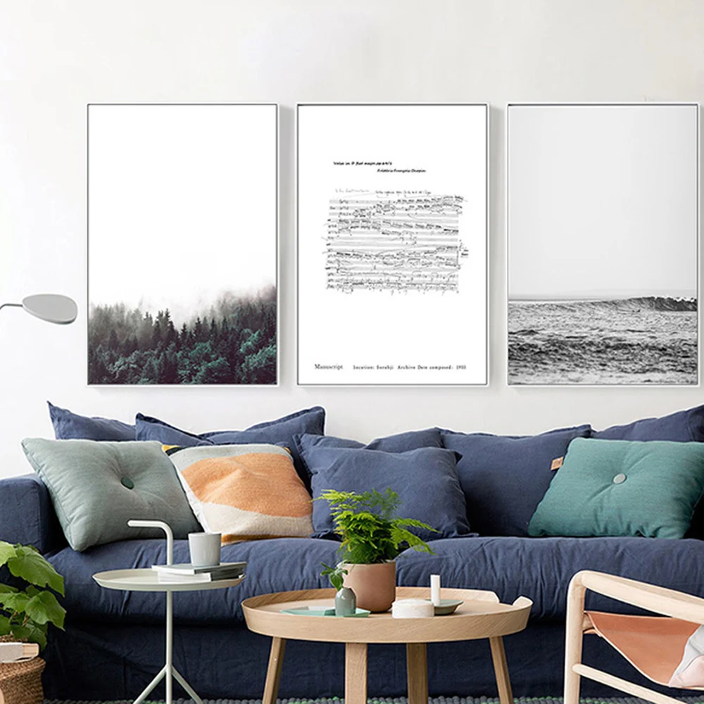 

Scenery Seascape Simple Fashion Modern Chopin Music Score Home Decor Painting Posters and Prints Canvas Art Wall Picture Living