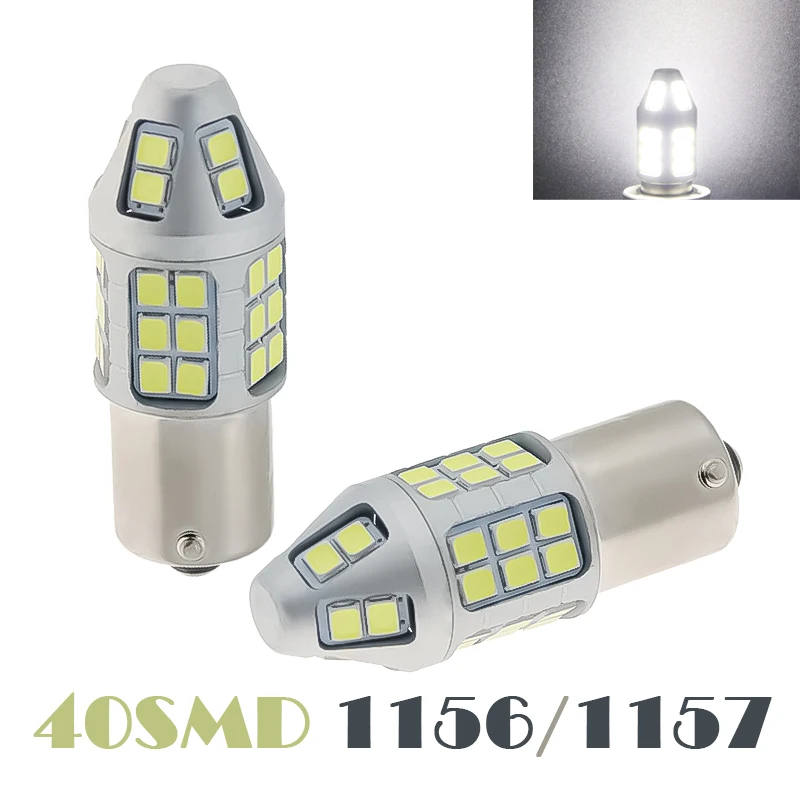 

2PCS 1156 1157 BA15S BAY15D 2835 40 SMD Led Car Bulb White Dual Color DC 12-24V Turn Signal Light Paring Light car led light