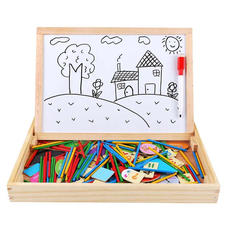 

Wooden Number Sticks Learning Box Baby Early Educational Counting Tools Magnetic Whiteboard Drawing Board Puzzle Toys Kids Gift