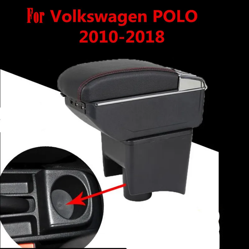 Подлокотник для VW Volkswagen Polo 2011-2018 центральный контейнер хранения с подстаканником