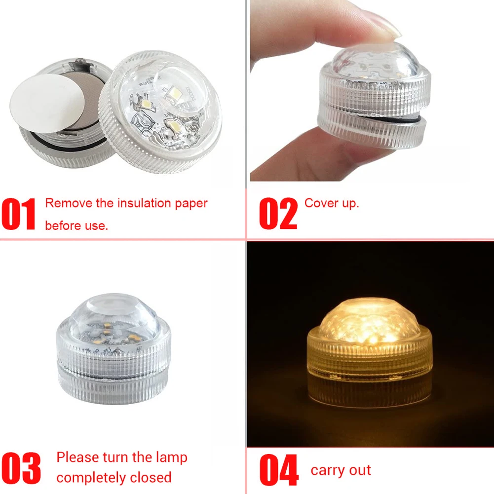 

12PCS LED Submersible Light Battery Operated Underwater Night Lamp Vase Bowl Outdoor Garden Wedding Party Decoration