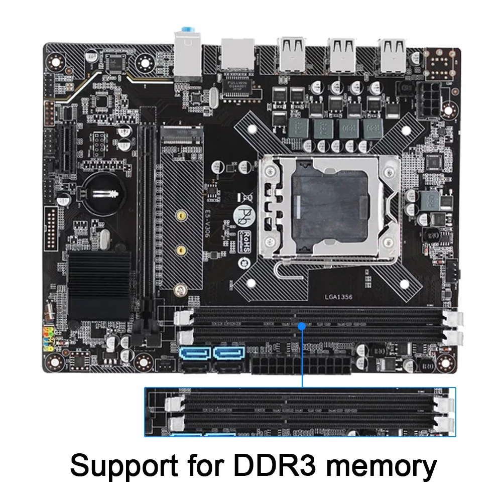X79-E5 V303 LGA 1356 Pin Motherboard Desktop PC Motherboard 6 USB LGA 1356 DDR3 PCI Express 16X M-ATX Mainboard for E5 2420/2430