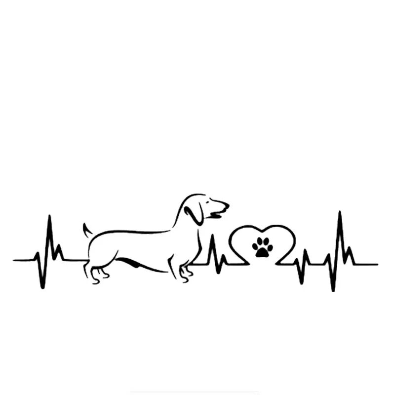 

20x5.4cm Dachshund Electrocardiogram dog Vinyl Car Sticker Paw