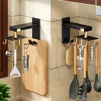punch free kitchen rotatable hook wall mounted storage rack spatula spoon kitchenware