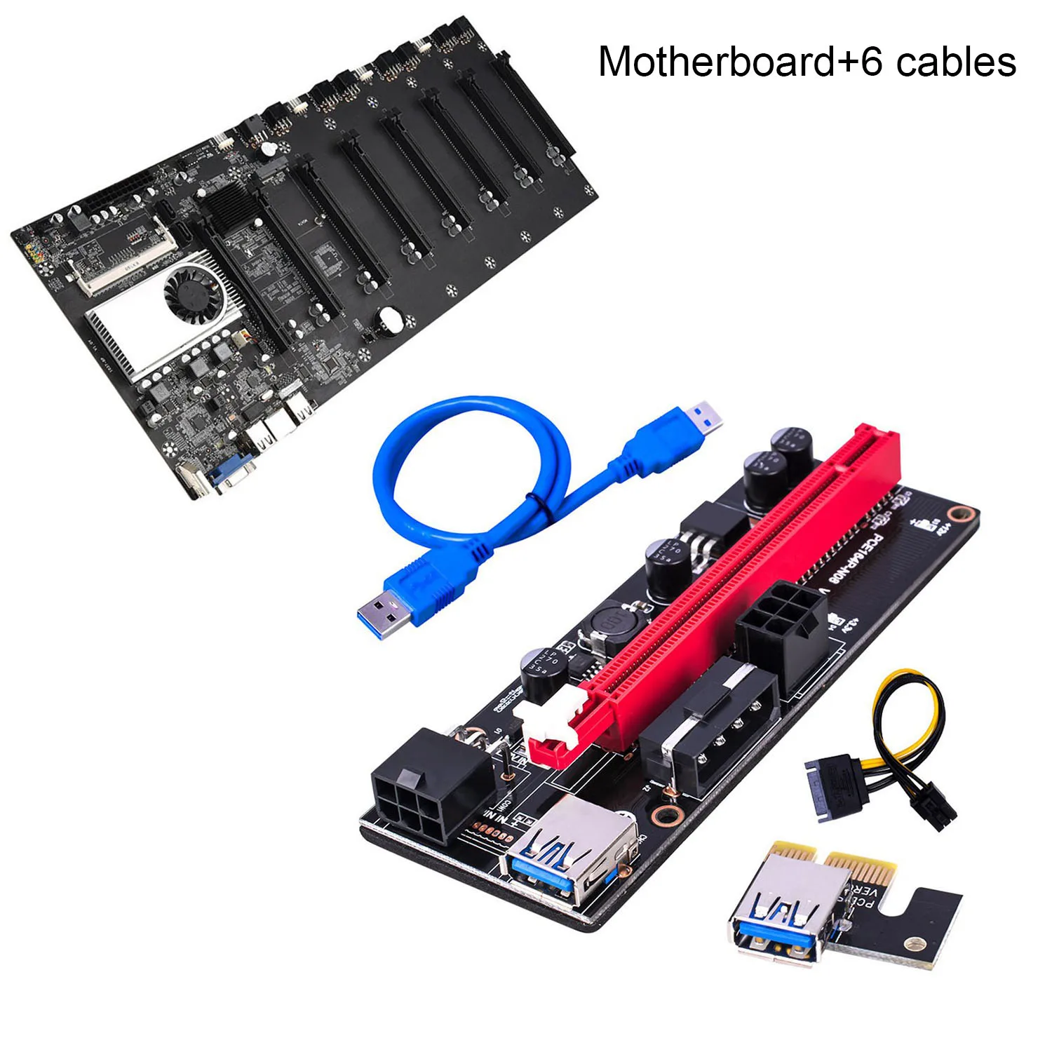 

BTC-37/BTC-D37 Miner Motherboard CPU Set 8 Video Card Slot DDR3 Memory Integrated VGA Interface Low Power Consumption
